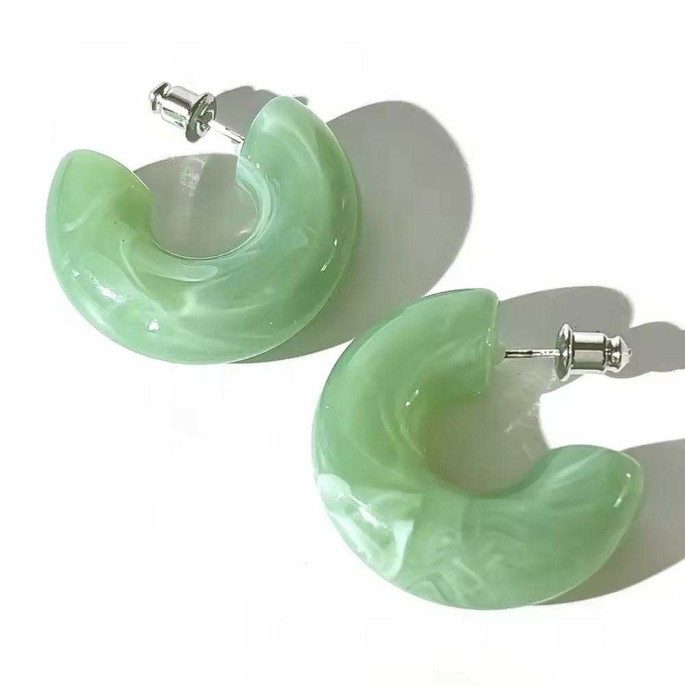 New ZARA Marbled Mint Hoop Acrlic Earrings